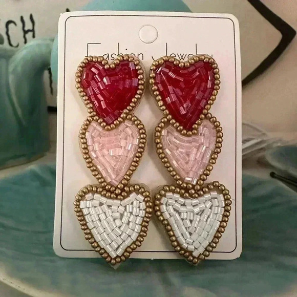Three hearts earrings - Picture 2 of 4